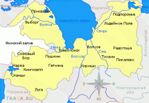 карта Ленинградской области